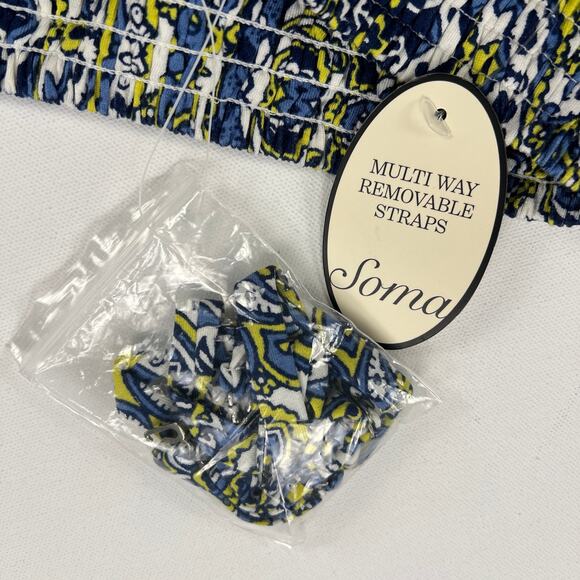 Soma Strapless Shorts Romper Plaza Paisley Indigo Optional Straps Size S - Picture 9 of 12